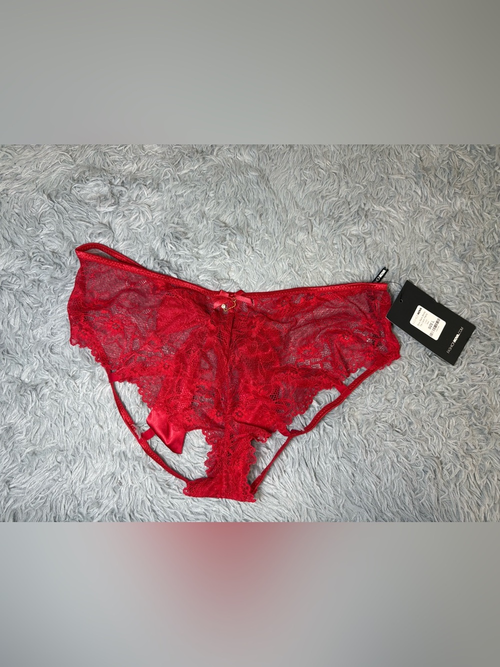 Fashion Nova Red Lace Cheeky Panty with Satin Bow
